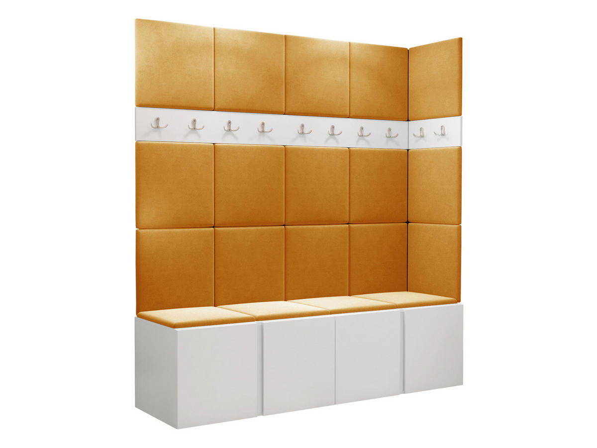 GARDEROBEN-SET Orion II - Weiß/Orange, Holzwerkstoff/Kunststoff (168/186/46cm) - MIRJAN24