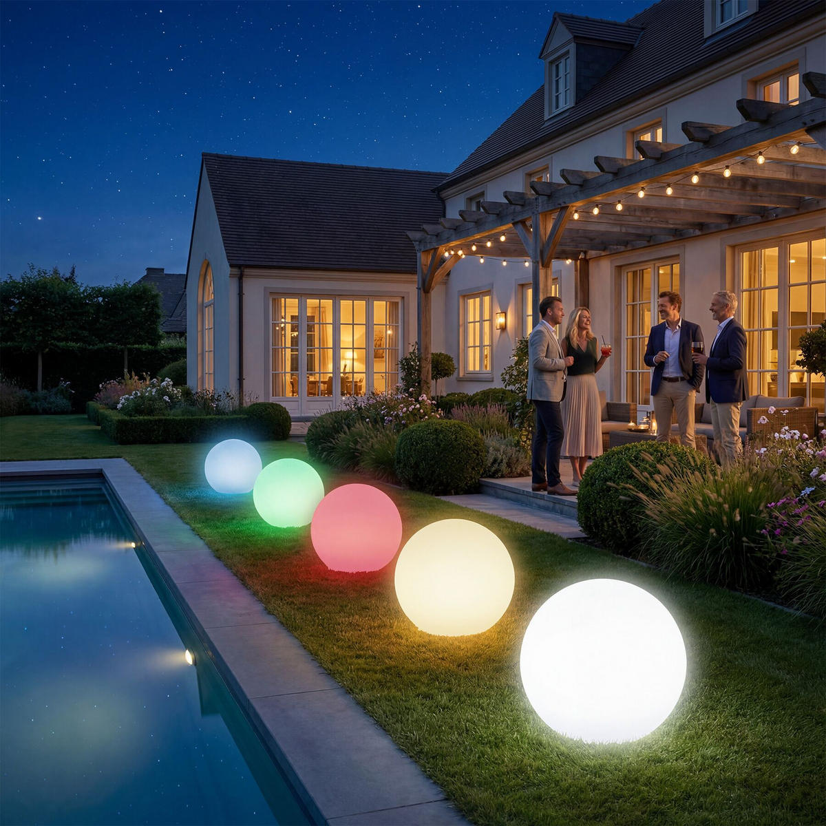 KUGELLEUCHTE Luminous Globe, inklusive Erdspieß, weiß - Weiß, Kunststoff (40/40/40cm) - tectake