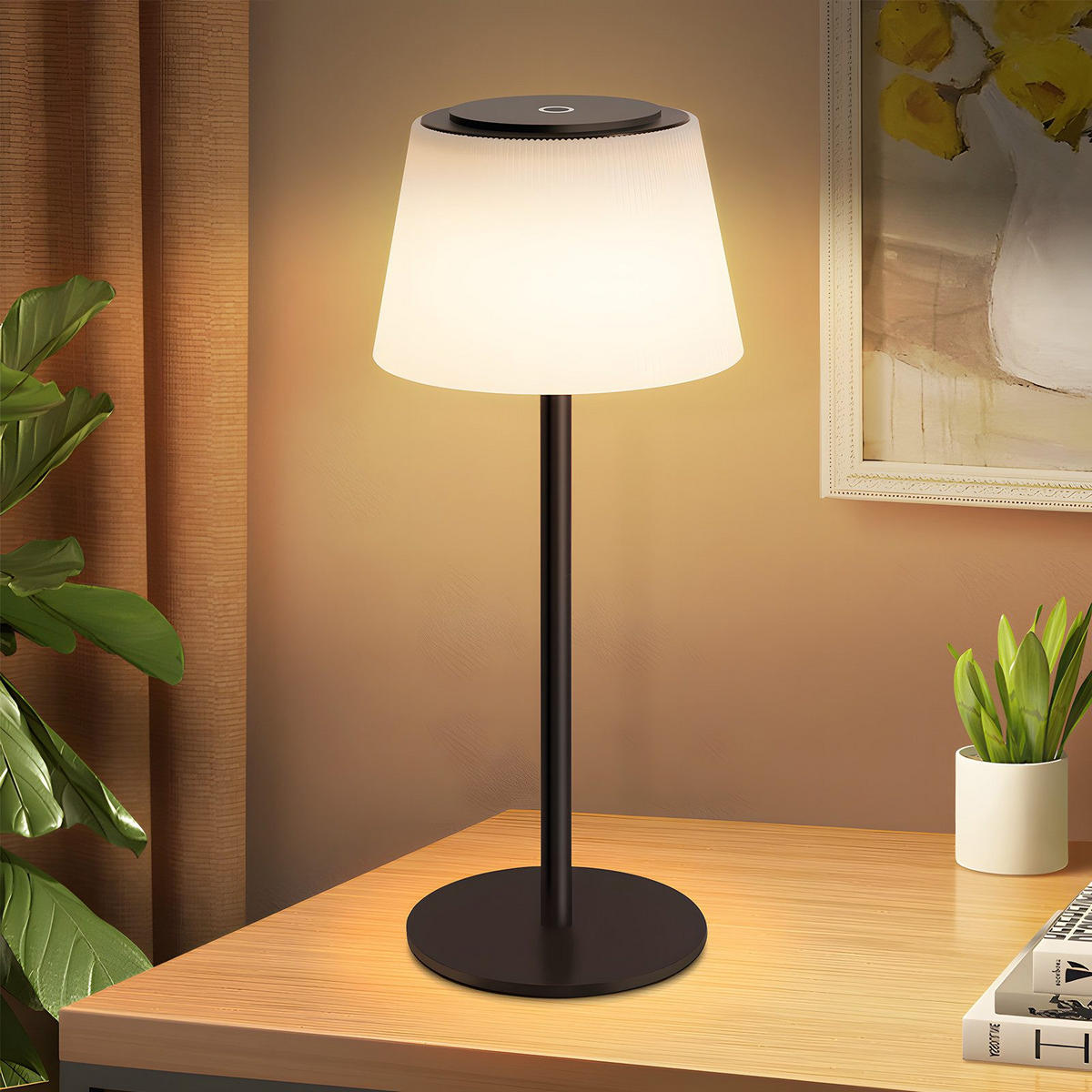 LED stolní lampa Abderhalden 13/13/30,5 cm - černá, plast (13/13/30.5cm) - Nettlife