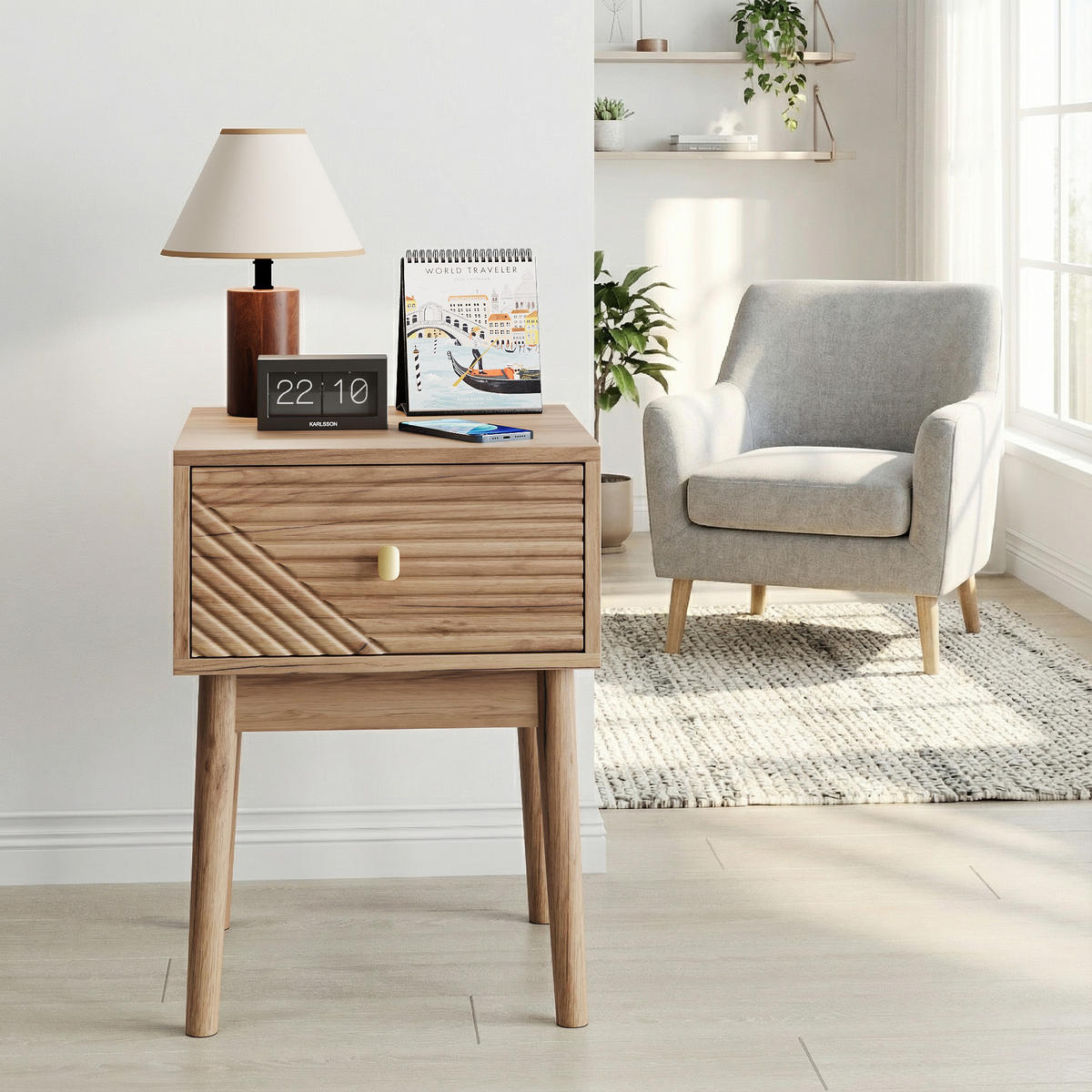 NACHTTISCH-SET (2 Stk.), MDF in Eichenoptik mit 2 Schubladen & Metallgriffen, 40/40/55 cm, Eiche - Eichefarben, Holzwerkstoff (40/55/40cm) - Redom
