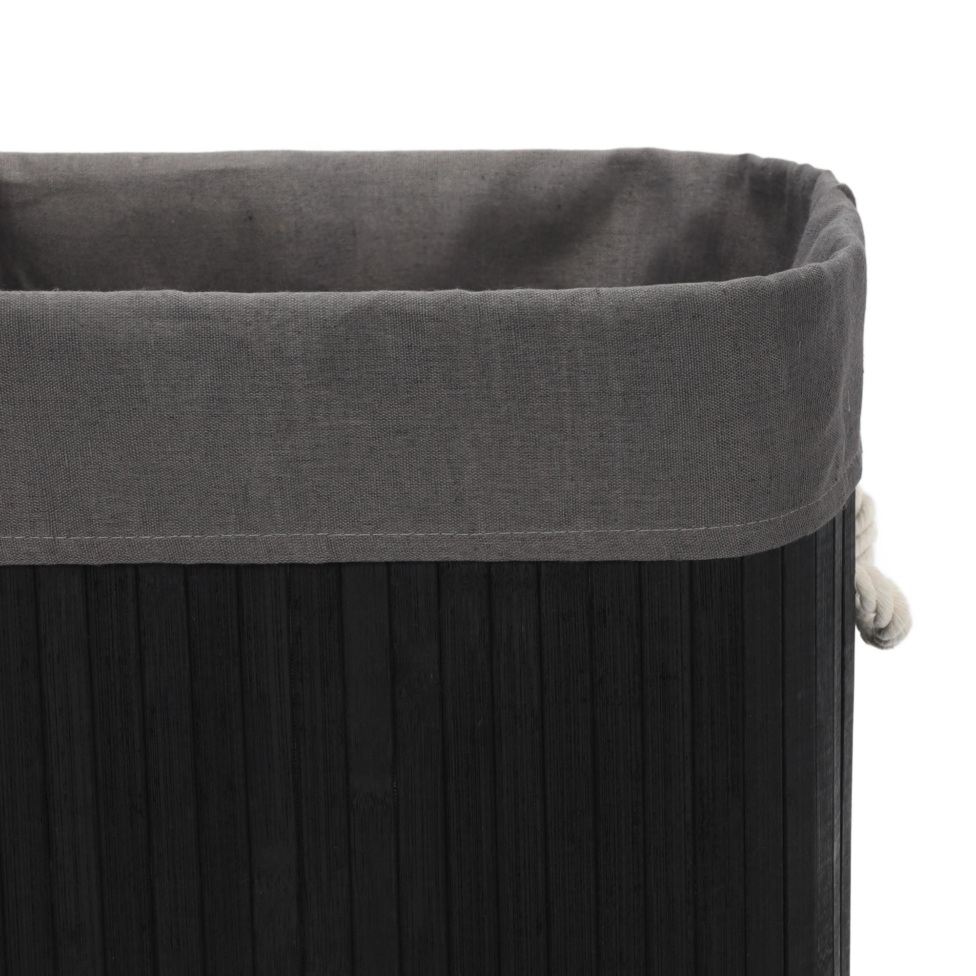WÄSCHKORB Bambus Sade 80 l - Schwarz, Naturmaterialien (32/60/42cm) - NUXIO