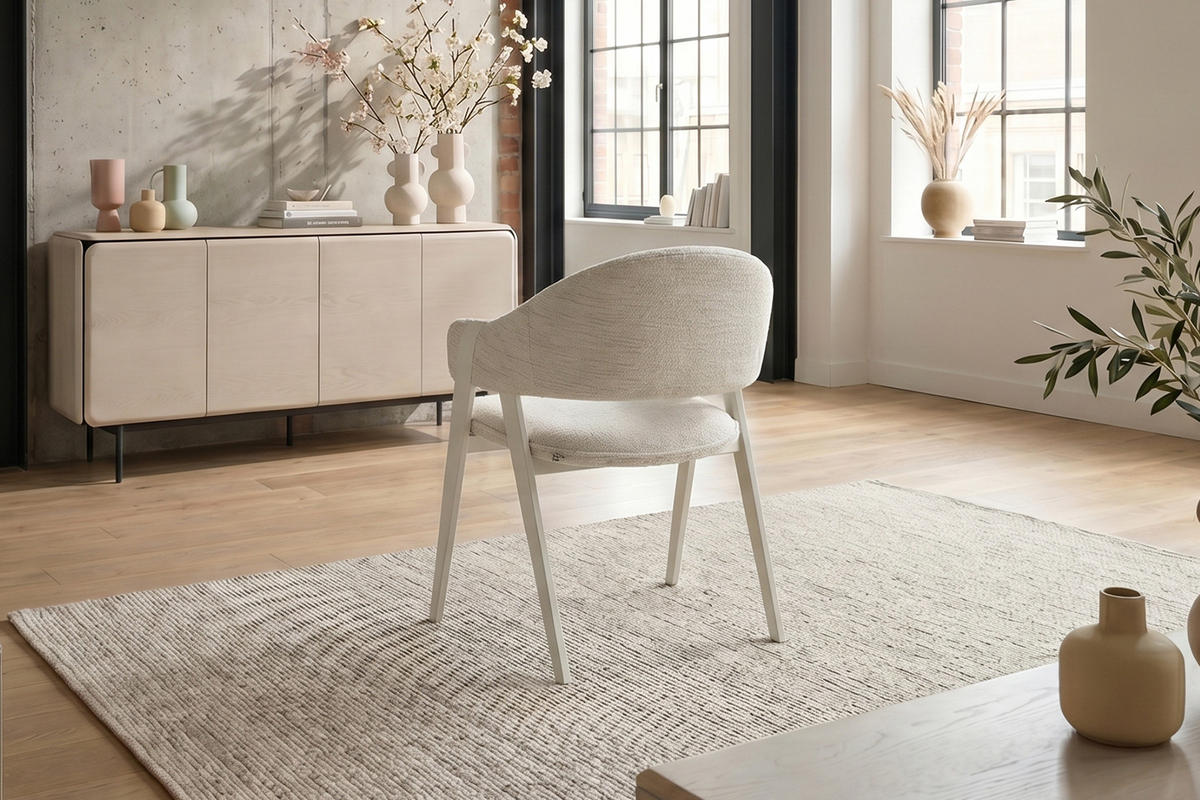 ESSZIMMERSTUHL ARELLA Cremeweiß Flachgewebe (1er-Set) - Creme, Glas/Kunststoff (63/83/63cm) - KAWOLA