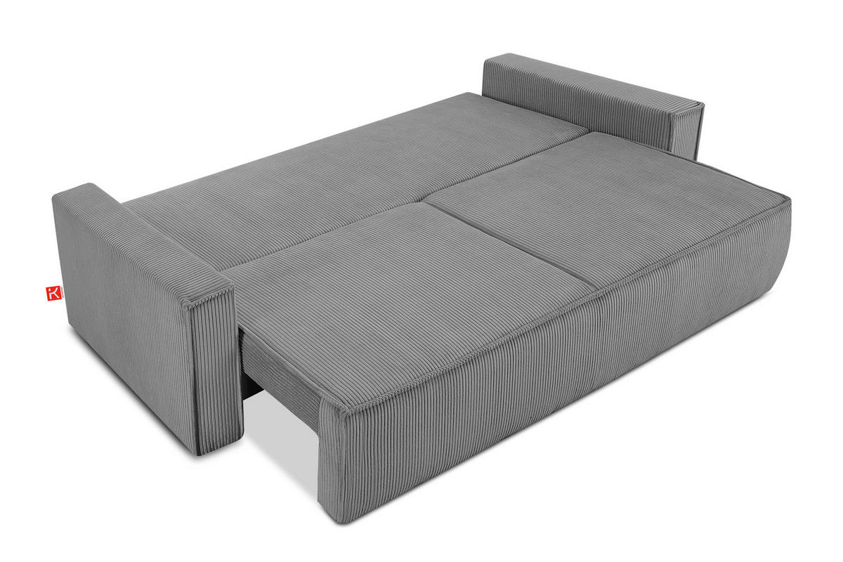 SCHLAFSOFA NAPI in Pet Friendly Cord-Stoff, hellgrau - Hellgrau/Schwarz, Textil (228/89/101cm) - KONSIMO®
