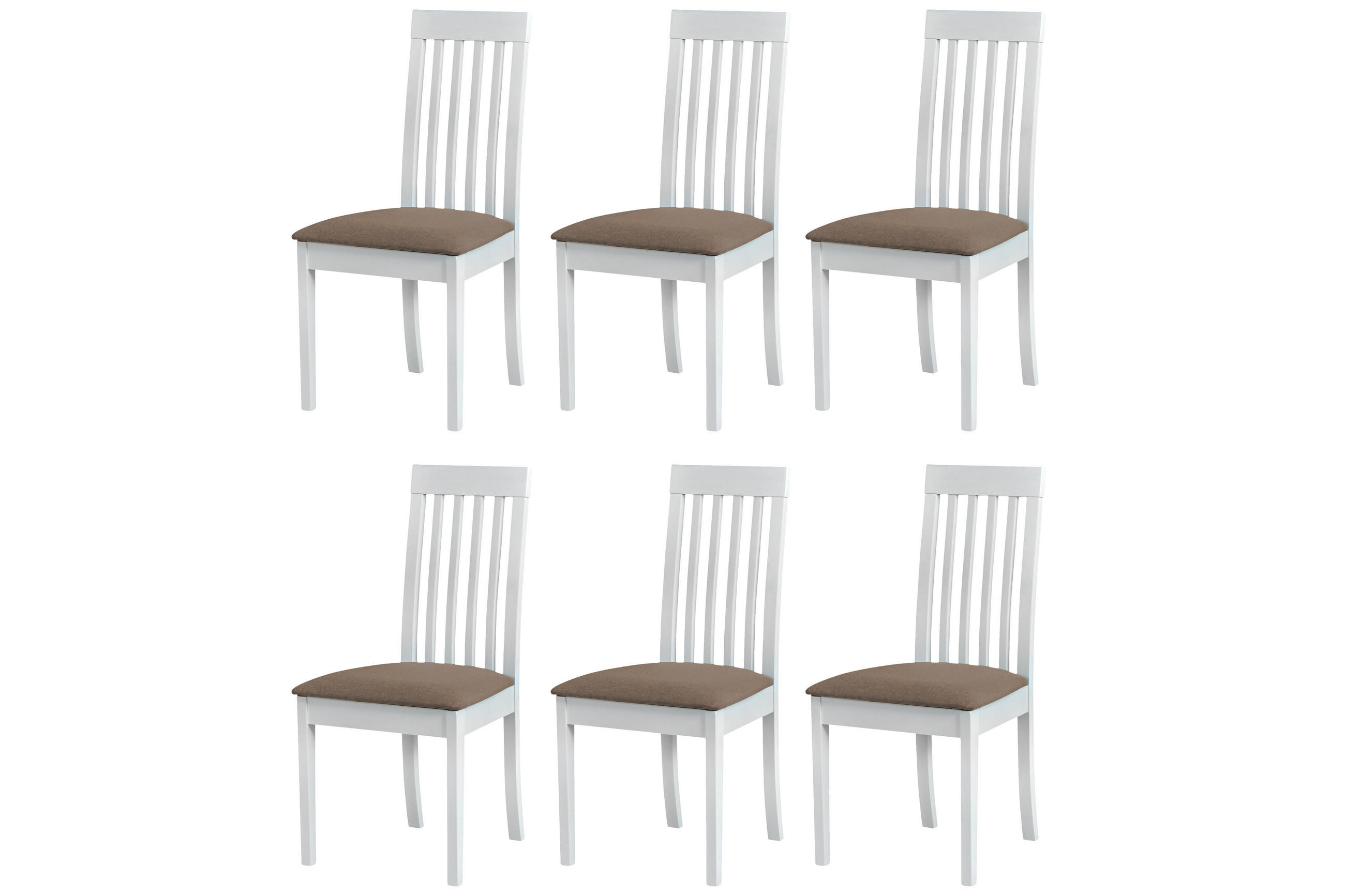 STUHL Roma 9 (6er Set) - Weiß/Bronzefarben, Holz (47/96/43cm) - Leaf Design