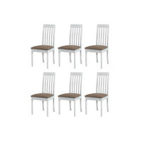 STUHL Roma 9 (6er Set) - Weiß/Bronzefarben, Holz (47/96/43cm) - Leaf Design