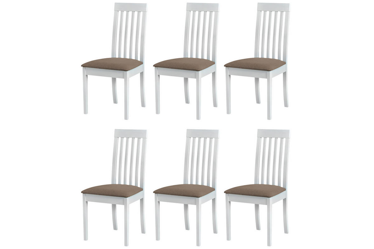 STUHL Roma 9 (6er Set) - Weiß/Bronzefarben, Holz (47/96/43cm) - Leaf Design
