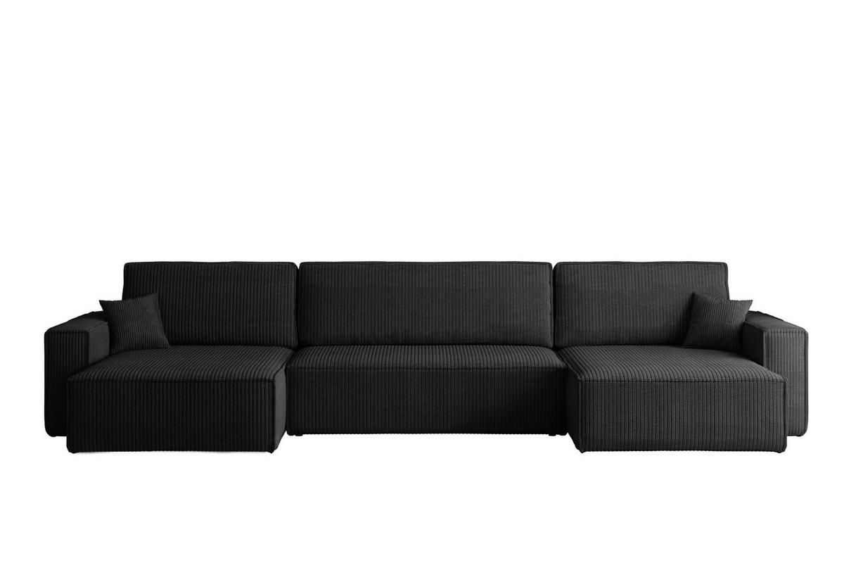 ECKSOFA Mit Schlaffunktion Und Bettkasten BEST U XL Stoff Poso Schwarz - Schwarz, Holz (142/372cm) - Kaiser Möbel