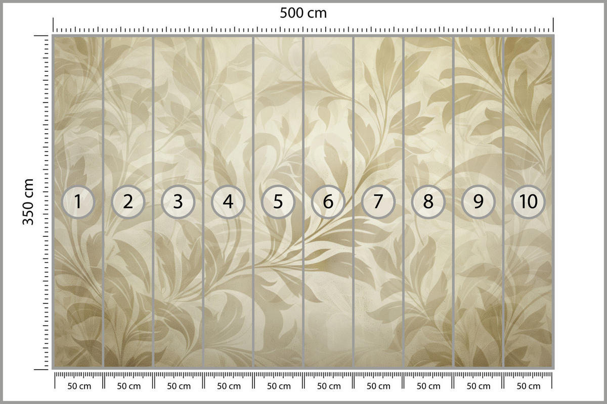 FOTOTAPETE für Schlafzimmer Blätter Pflanzen Natur Beige Vintage 500x350 - Beige/Braun, Papier (500/350cm) - Muralo