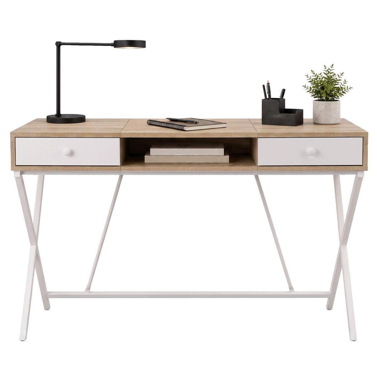 SCHREIBTISCH CROSSLINE 120 cm Eiche Sonoma - Weiß/Sonoma Eiche, Holzwerkstoff (50/120/80.5cm) - Akord