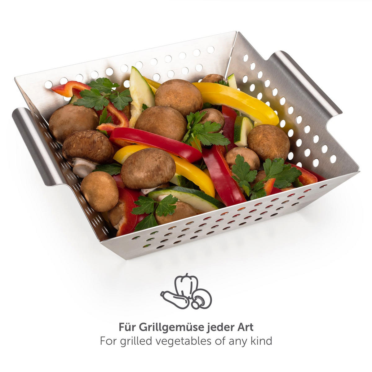 GRILLKORB Baestis 30/34/6 cm, groß - Edelstahlfarben, Metall (30/34/6cm) - Blumtal