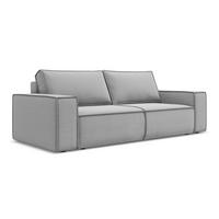 3-SITZER SOFA mit Schlaffunktion Samt Stoff Grau - Schwarz/Grau, Kunststoff/Textil (255/85/105cm) - Makamii