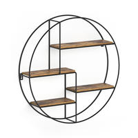WANDREGAL Fyrk Antikholz 55 x 55 cm Rund - Wildeiche/Schwarz, Holzwerkstoff (55/55/11cm) - Vicco
