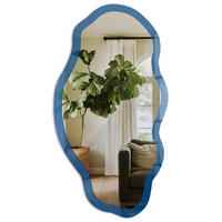 SPIEGEL 90x45 cm asymmetrisch mit Druck - Dunkelblau - Transparent, Glas (45/90/0.4cm) - TULUP