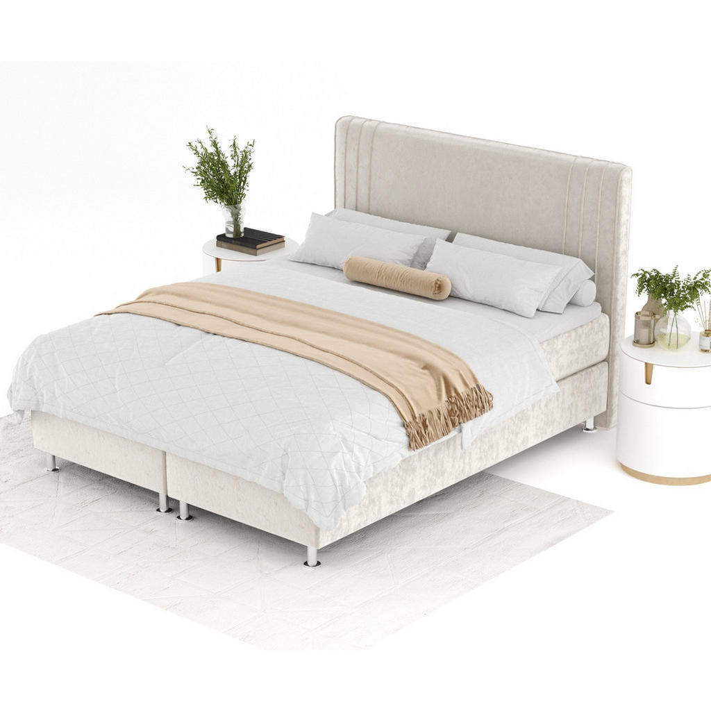Thumbnail - Maison de Reve Boxspringbett, Ecru, Textil, Buche, Kiefer, H3, Höhe ca. 21 cm, 160x200 cm, Oeko-Tex® Standard 100, FSC 1...