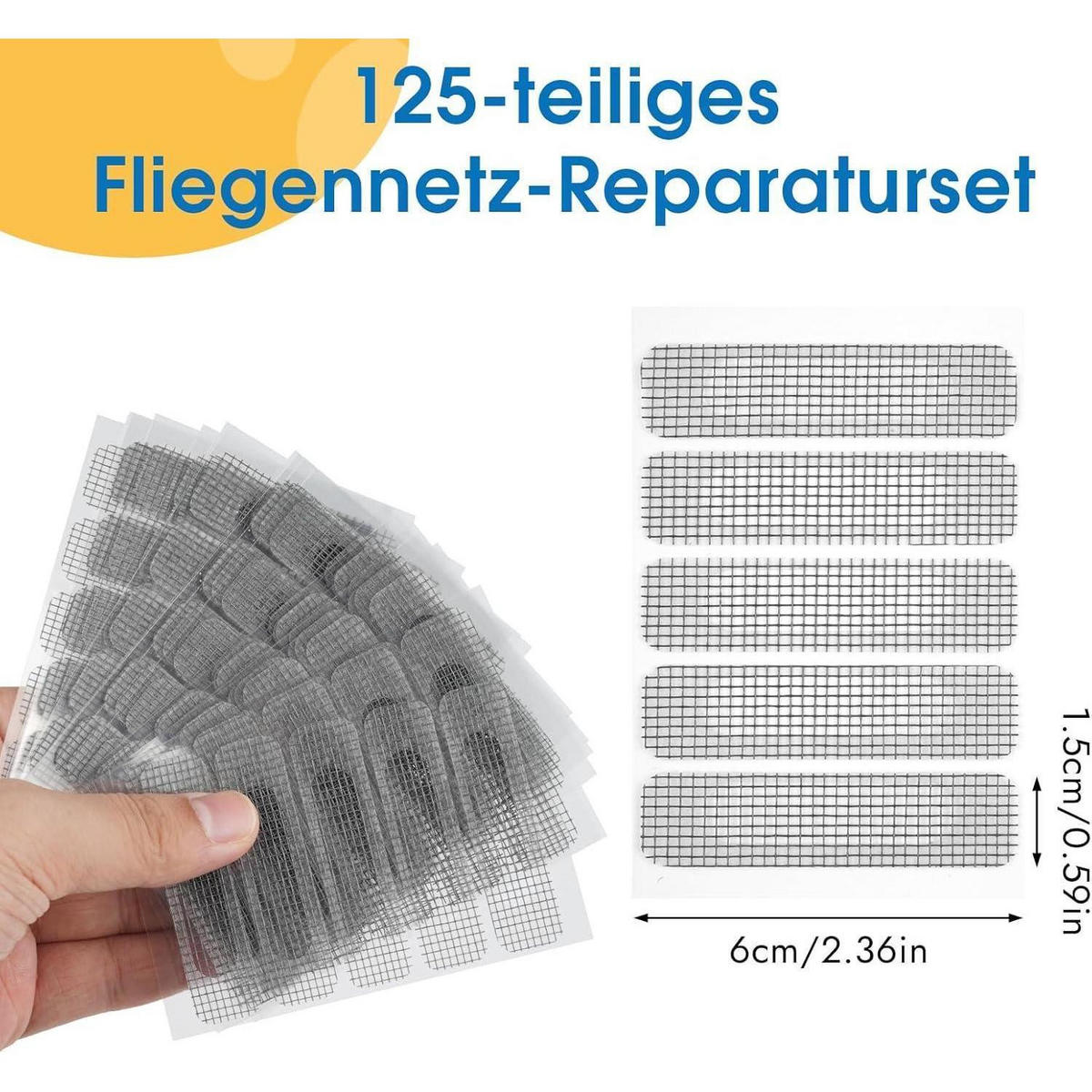 FLIEGENGITTER Reparatur Set 125 Stück - Grau, Glas (1/1/1cm)