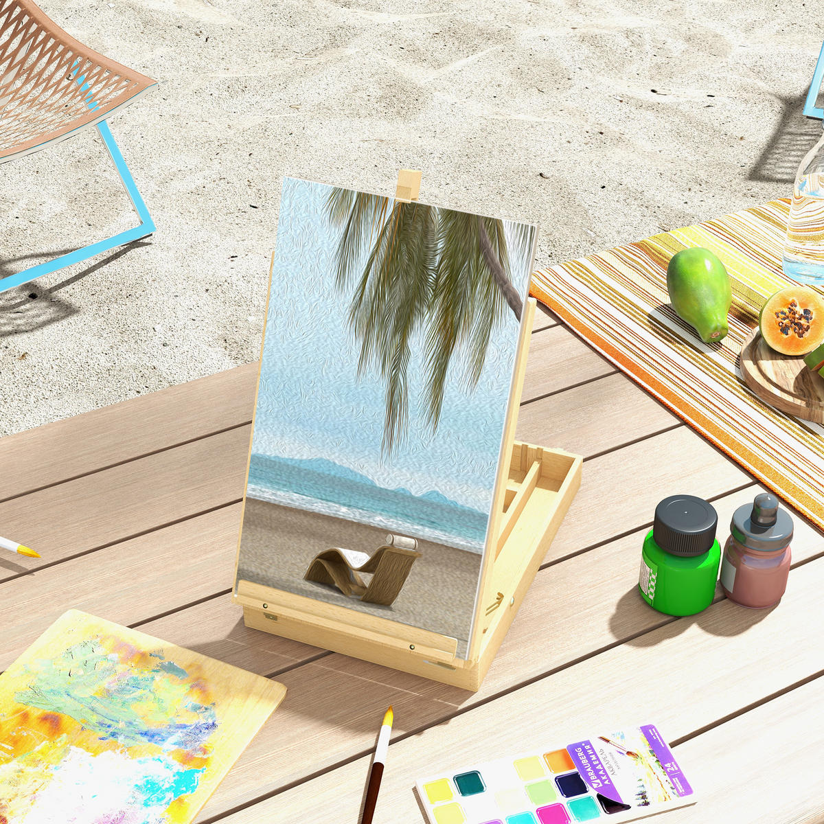 TISCHSTAFFELEI - Eiche Bianco, Holz (41.5/74.5/27cm) - HOMCOM