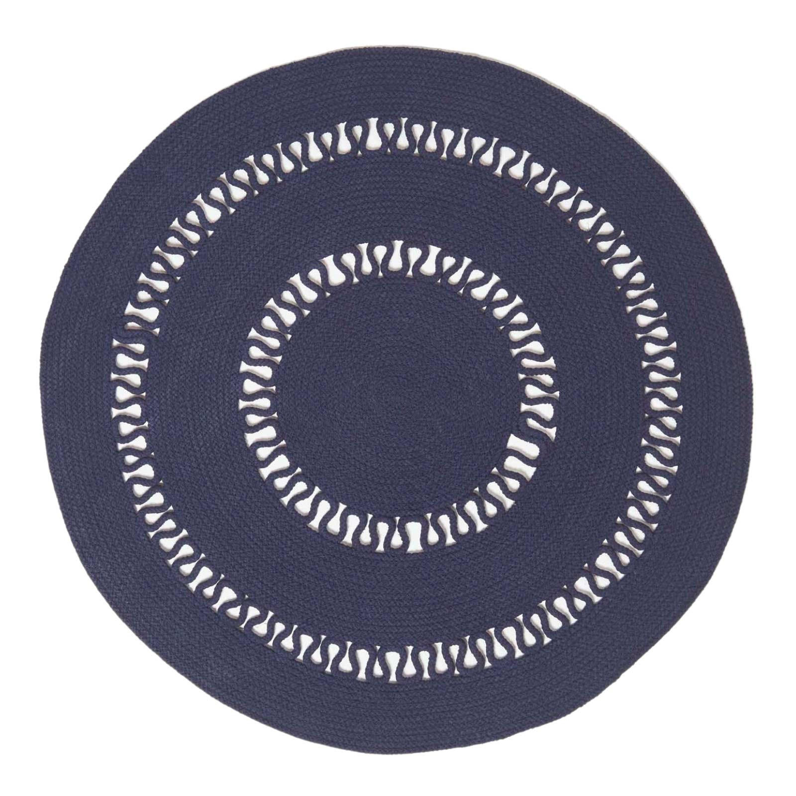 TEPPICH geflochten rund mit Häkel-Muster 90 cm - Dunkelblau, Textil (90/90cm) - Homescapes