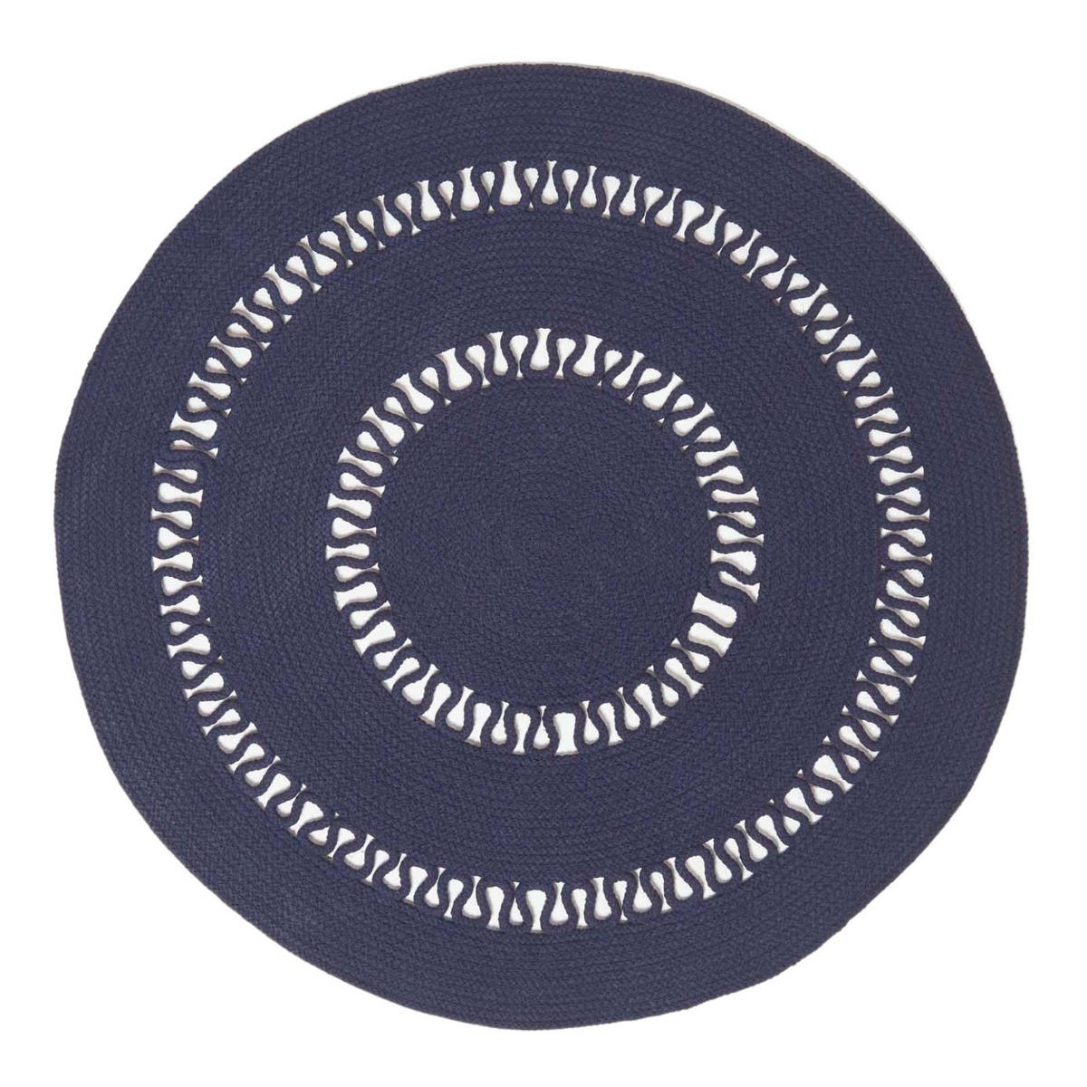 TEPPICH geflochten rund mit Häkel-Muster 90 cm - Dunkelblau, Textil (90/90cm) - Homescapes