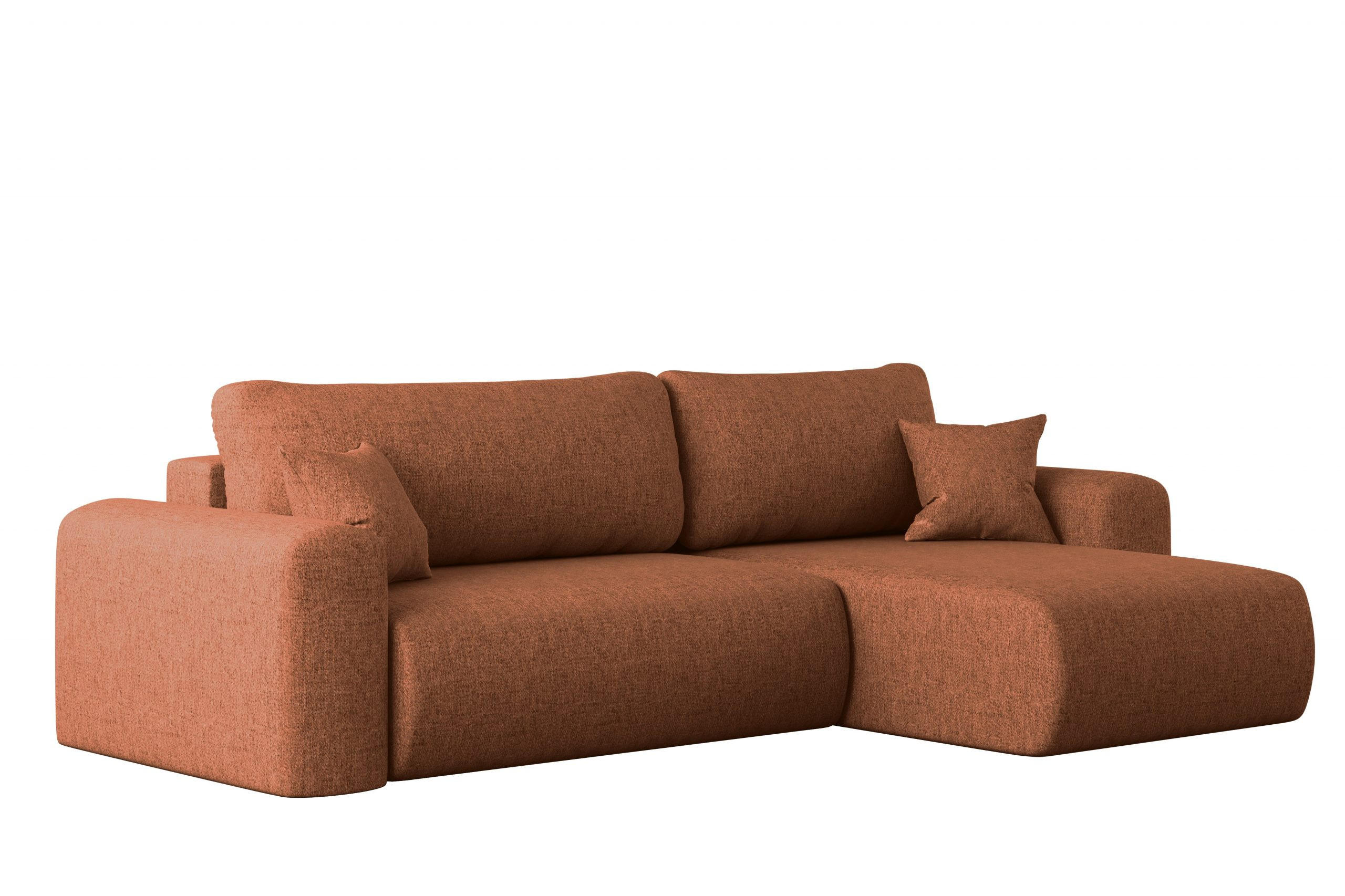 ECKSOFA Mit Schlaffunktion Und Bettkasten L-förmiges Sofa Capri Stoff Verita Rechts Kupfer - Kupferfarben, Holz (272/145cm) - Kaiser Möbel