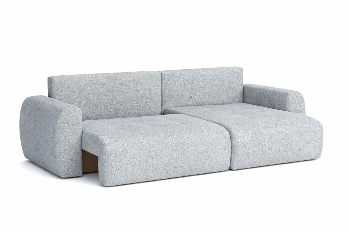 ECKSOFA Mit Schlaffunktion Und Bettkasten L-Form Ivo L, Chenille-Stoff Artico, Cement, Rechts - Hellgrau, Holz (250/142cm) - Kaiser Möbel
