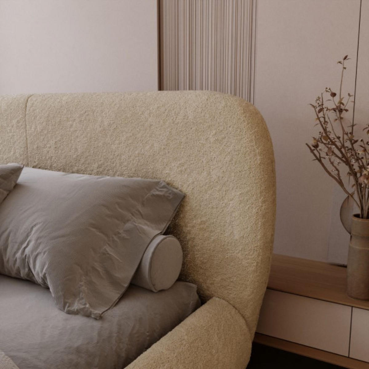 BETT Hellbeige ELLE Gepolstert 180x200 cm - Beige/Schwarz, Kunststoff/Textil (180/200cm) - Sepro Meble