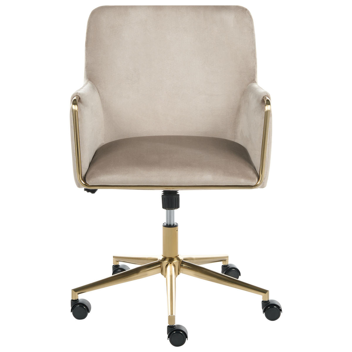SCHREIBTISCHSTUHL Samtstoff Beige Altona - Beige/Goldfarben, Textil/Metall (59/92/59cm) - Beliani