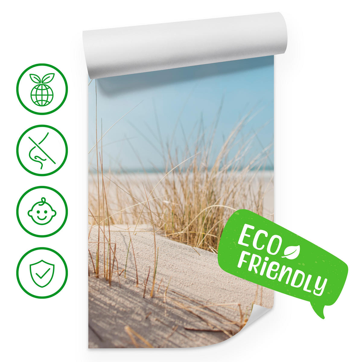 FOTOTAPETA Pre Spálňu Duny Piesočná Pláž Tráva Výhľad Na More 300 x 210 cm - modrá/žltá, papier (300/210cm) - Muralo