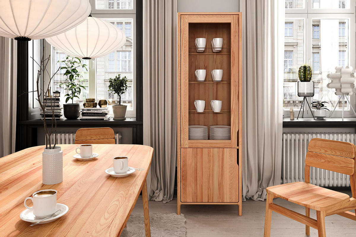 VITRINE PAUL Kernbuche - Kernbuche, Holz (59/188/50cm) - byoak