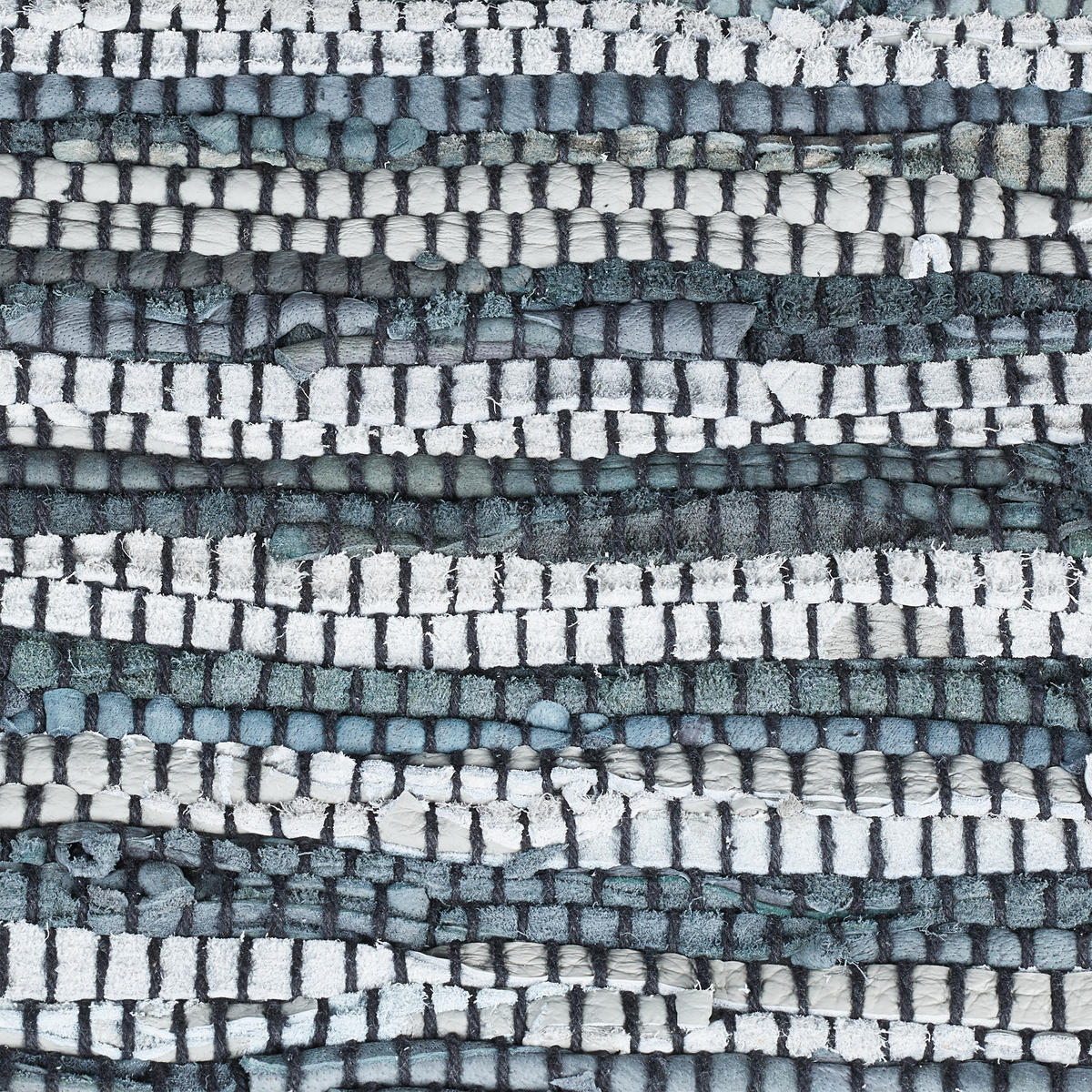 FLICKENTEPPICH - Grau, Leder/Textil (100/60cm) - Relaxdays