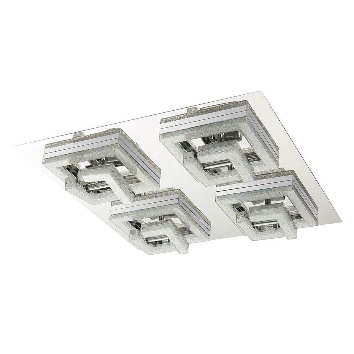 LED DECKENLEUCHTE RENLY Chrom Klar - Silberfarben, Metall (48/48/9cm) - Globo Lighting