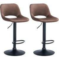 BARHOCKER 2er Set Samt braun - Schwarz/Braun, Textil/Metall (42/86/46cm) - CLP