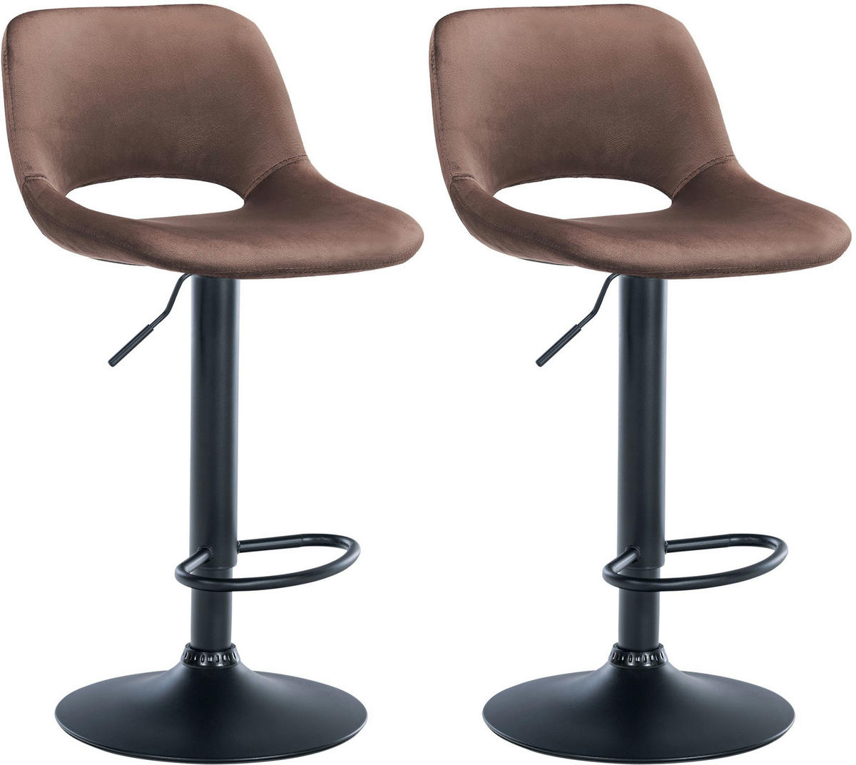 BARHOCKER 2er Set Samt braun - Schwarz/Braun, Textil/Metall (42/86/46cm) - CLP