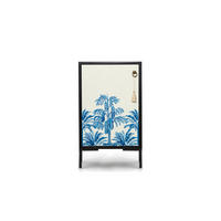 NACHTTISCH aus MDF mit Vintage-Palmen-Druck LEA - Blau/Schwarz, Holzwerkstoff (30/65/40cm) - RNT By Really Nice Things