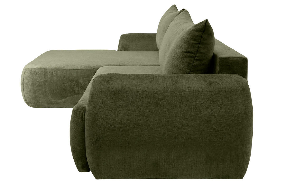 ECKSOFA Mit Schlaffunktion Und Bettkasten, Chenille-Stoff Perfecto, Grün, Links, HELA II - Grün, Holz (280/184cm) - Kaiser Möbel