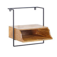 WANDKONSOLE Mango Massivholz Industrial Stil 44x45x35 cm - Schwarz/Braun, Holz/Metall (44/45/35cm) - KADIMA DESIGN