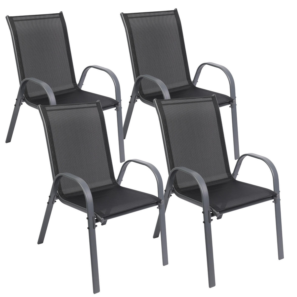 GARTENSTUHL KUBA stapelbar, 4er Set - Anthrazit, Metall (54/84/64cm) - Albatros