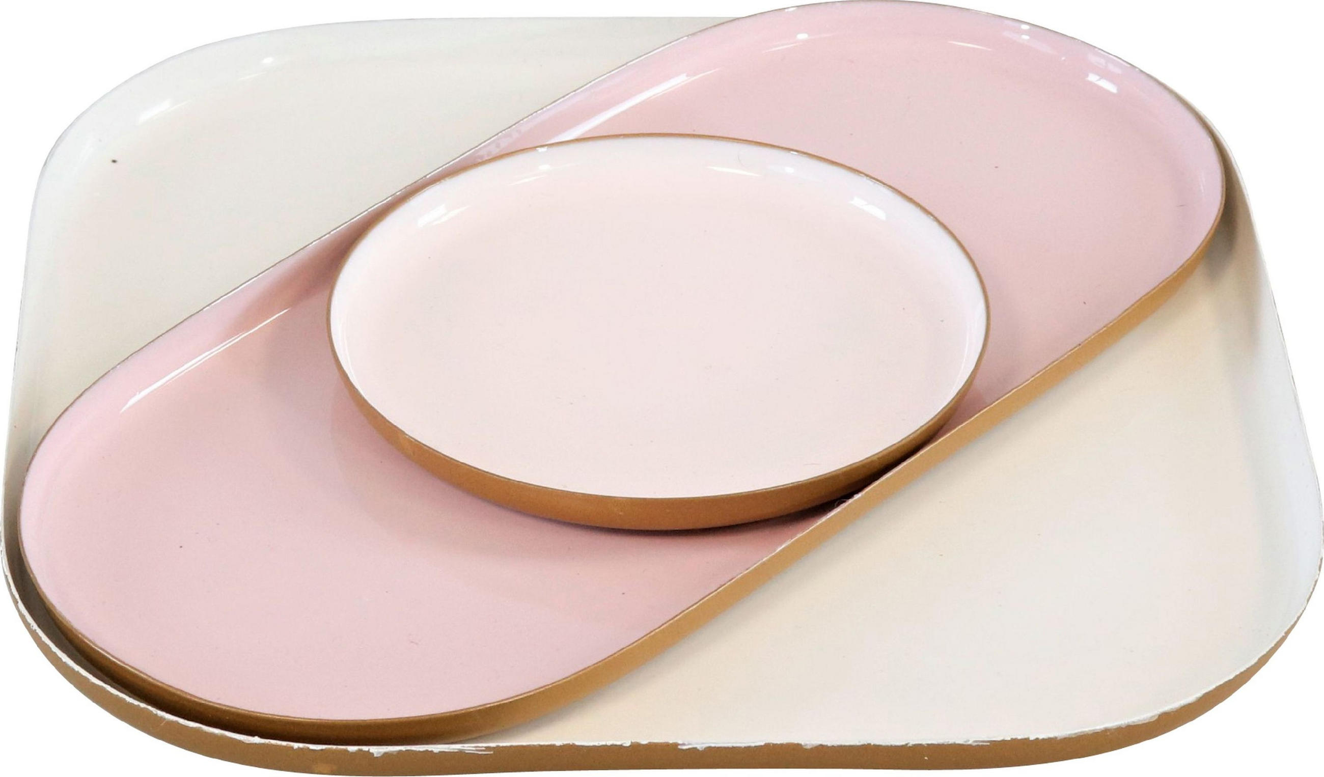 TABLETTS Deluxe creme Metall 3-tlg. - Weiß, Metall (22/1/22cm) - FURNARO