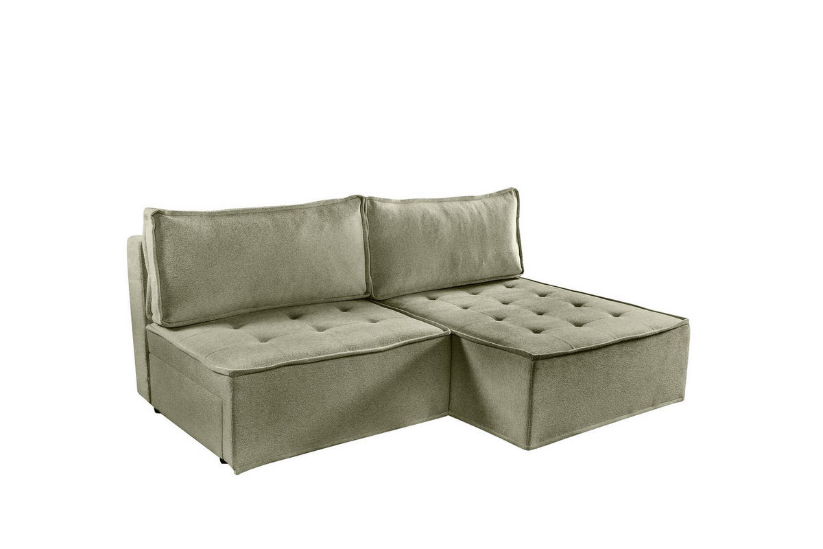 ECKSOFA Schlafsofa Amalia In Raven - Grün, Holzwerkstoff/Textil (200/140cm) - Fun Möbel
