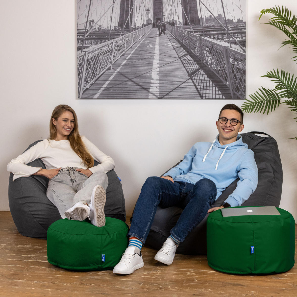 POUF M tannengrün - Waldgrün, Textil (500/200/500cm) - Bruni