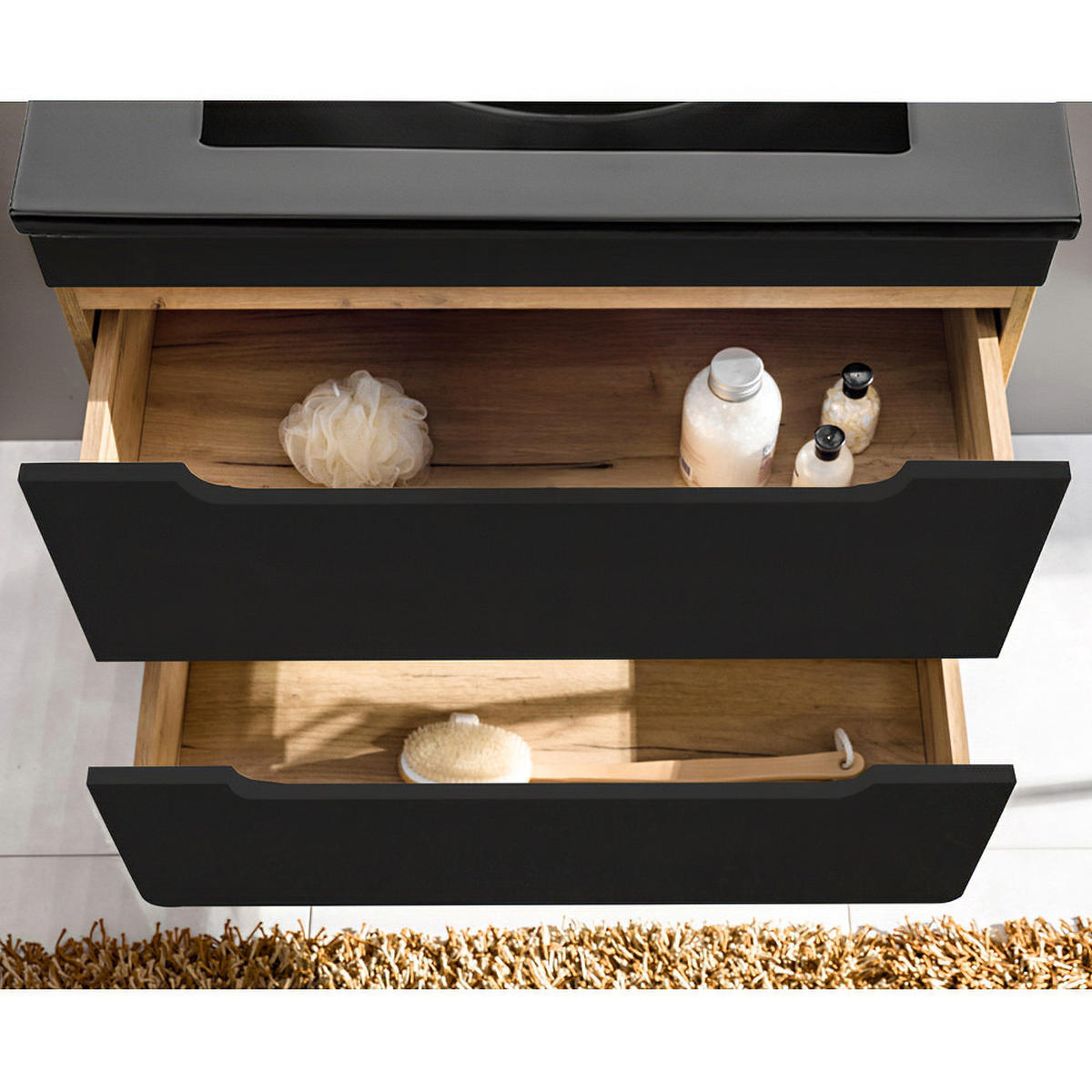 BADMÖBEL-SET NEW-LUTON-111 6ER-SET 6-TLG. New - Anthrazit, Holzwerkstoff (180/195/46cm) - Lomado