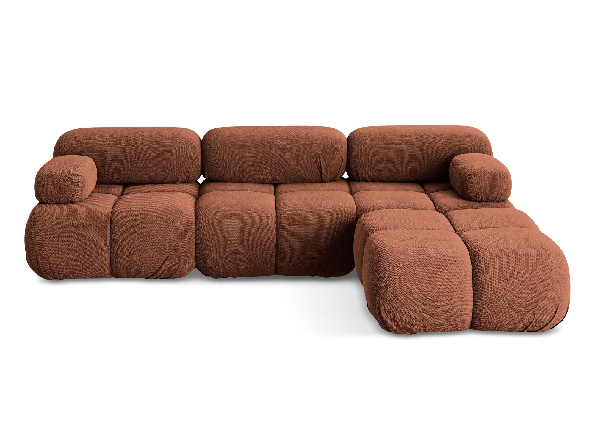 ECKSOFA Beidseitig Chenille Stoff Orange - Terra cotta/Schwarz, Kunststoff/Textil (285/191cm) - Makamii