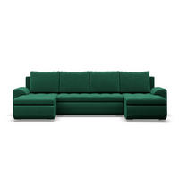 U-SOFA MIT SCHLAFFUNKTION FORESTA, Dunkelgrün - Dunkelgrün, Textil (302/89/159cm)