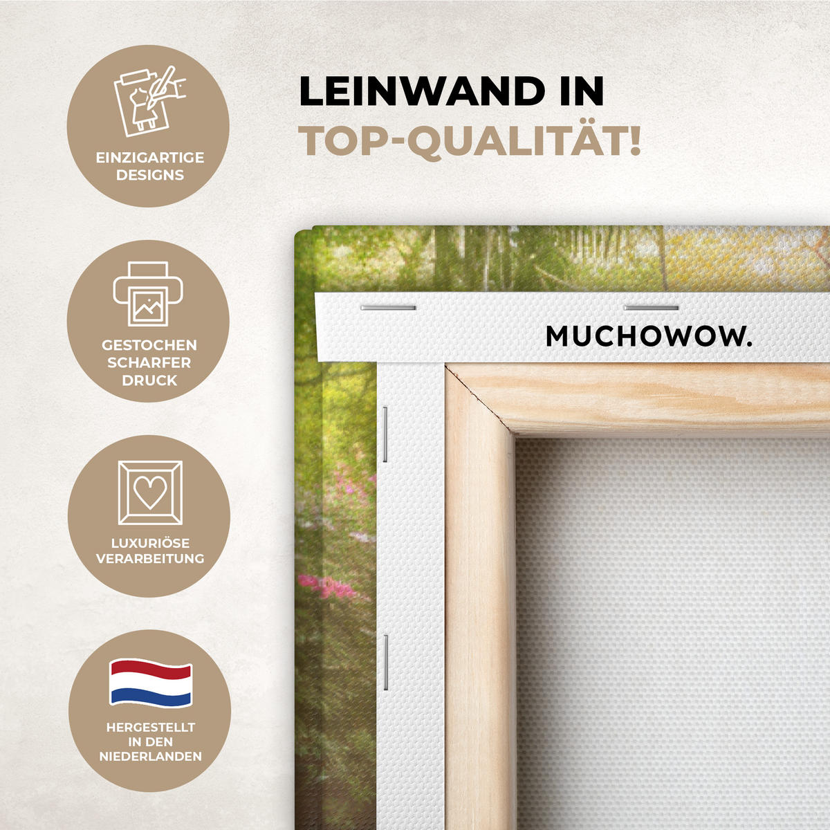 LEINWANDBILD Wasserfall - Natur - Pflanzen - Dschungel - Wasser Deko Groß 90x140 cm - Grün, Textil (90/140cm) - MuchoWow