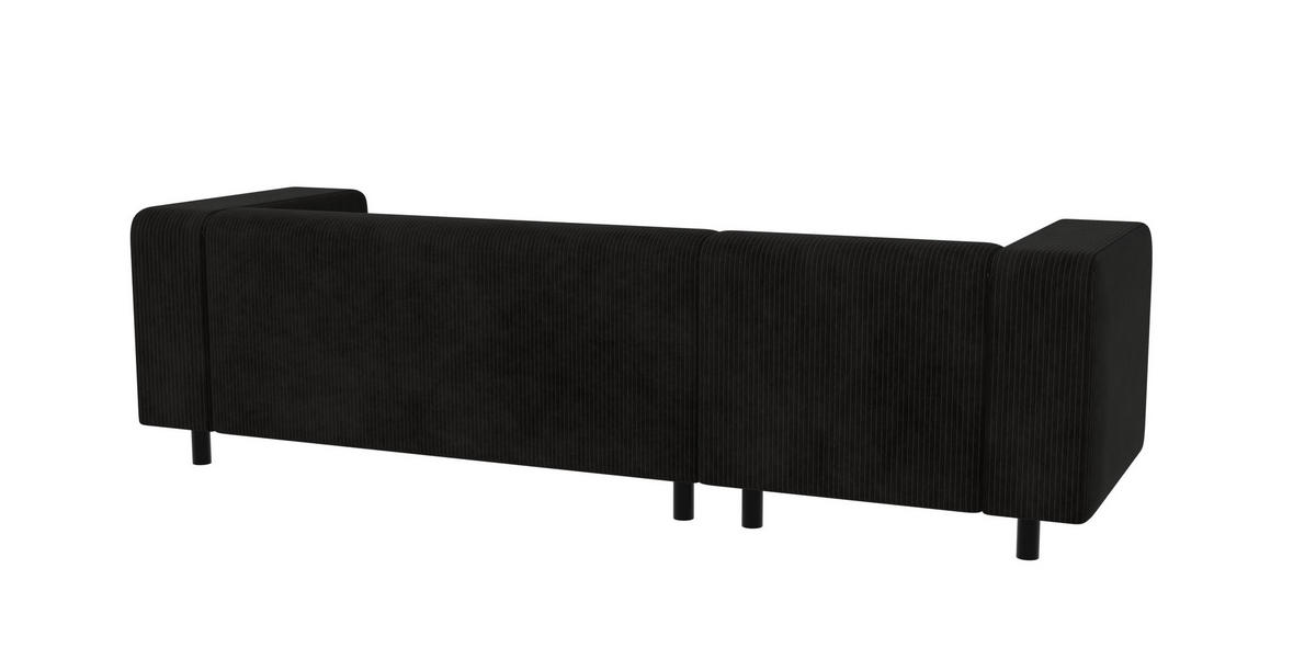 ECKSOFA Tove Schwarz Cord - Ottomane links - Schwarz, Holz/Kunststoff (240/142cm) - S-Style Möbel