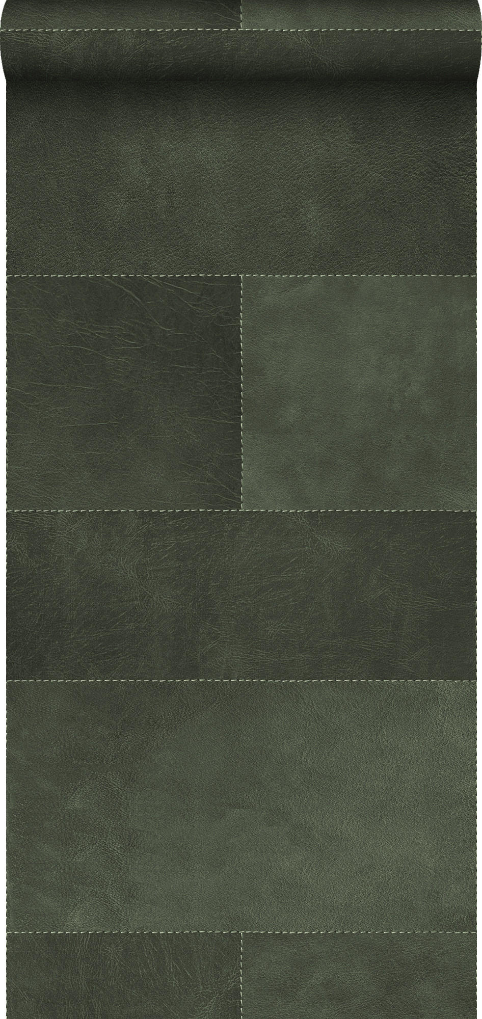 XXL-VLIESTAPETE Fliesenmuster mit Lederoptik 50 x 837 cm - Grün, Papier (50/837cm) - Origin Wallcoverings