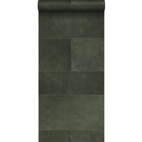 XXL-VLIESTAPETE Fliesenmuster mit Lederoptik 50 x 837 cm - Grün, Papier (50/837cm) - Origin Wallcoverings