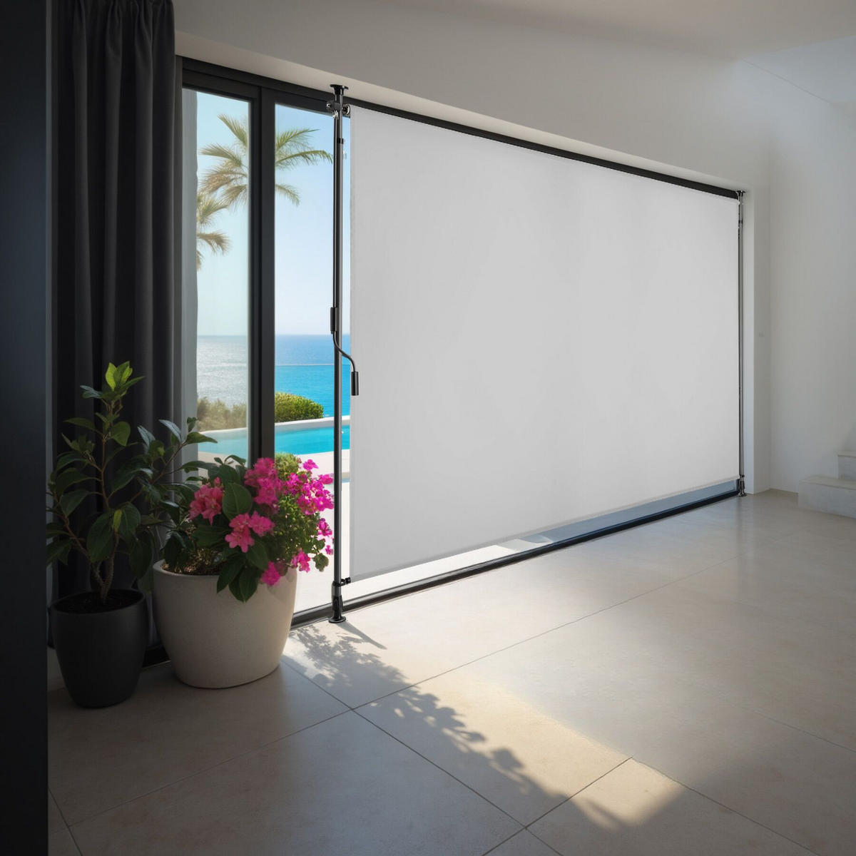 KLEMMMARKISE Taija, leichtgängige Handkurbel, hellgrau - Hellgrau, Kunststoff (208/310cm) - tectake