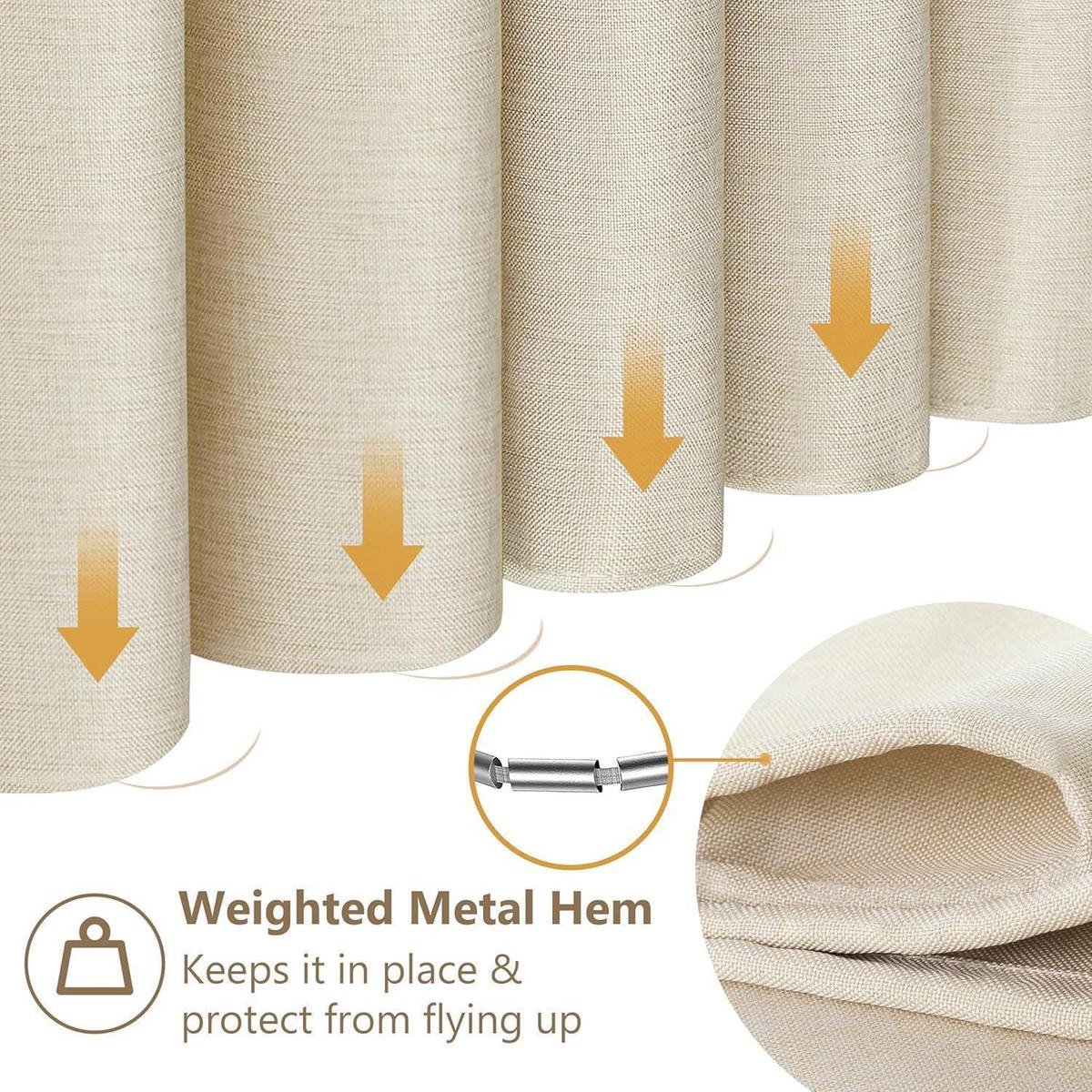 DUSCHVORHANG Leinenoptik Beige 182 x 198 cm - Beige, Textil (182/198cm)