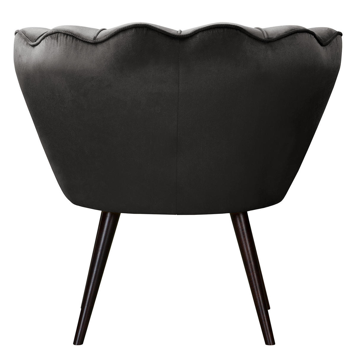 SESSEL - Samt, Füße Dunkel - Dunkelbraun/Grau, Birkenholz/Textil (75/74/75cm) - home24