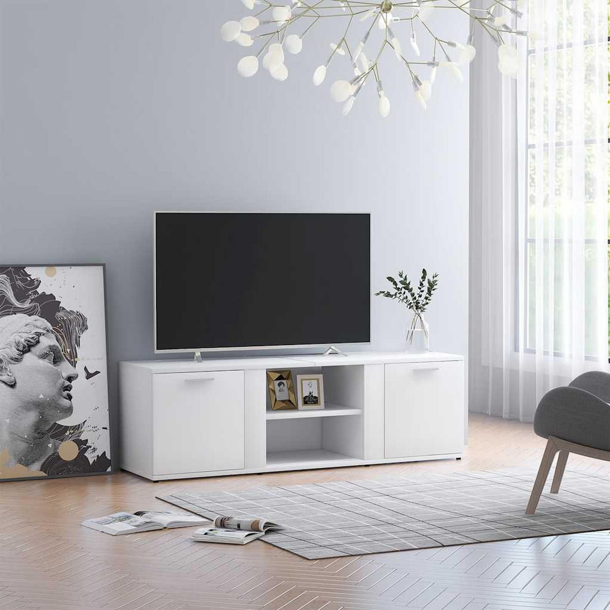TV-SCHRANK Weiß 120x34x37 cm Holzwerkstoff - Weiß, Holzwerkstoff (120/37/34cm) - furnicato